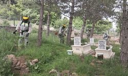 Güdül'de Kurban Bayramı öncesi mezarlıklarda temizlik yapıldı