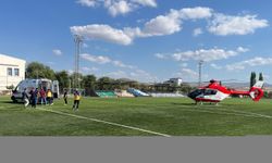 Çankırı'da ambulans helikopter, ayağını balya makinesine kaptıran kişi için havalandı