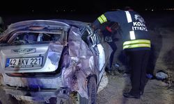 Konya'da şarampole devrilen otomobildeki 1 kişi öldü, 3 kişi yaralandı