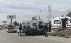 Konya'da ters dönen otomobilin sürücüsü yaralandı