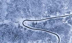 Yozgat'ta beyaza bürünen ormanlık alanlar dronla görüntülendi