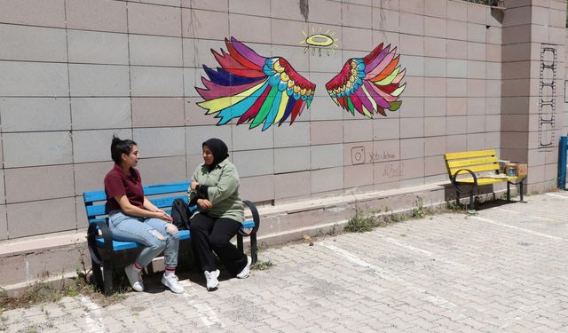 Üniversite öğrencisi fakülte duvarlarını fırçasıyla renklendirdi