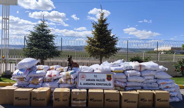 Ankara'da 6 ton 100 kilogram kaçak tütün ele geçirildi
