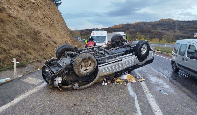 Çankırı'da devrilen pikabın sürücüsü yaralandı