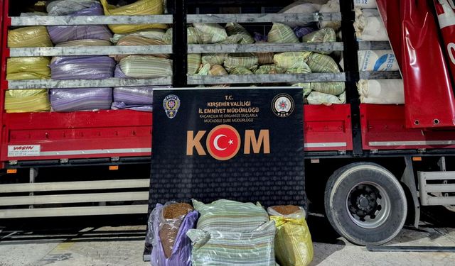 Kırşehir'de bir kamyonda 5 ton kaçak tütün ele geçirildi