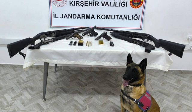 Kırşehir'de ruhsatsız 4 tüfek, 5 tabanca ve 102 fişek ele geçirildi