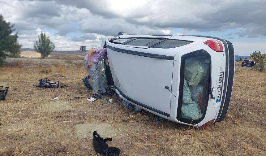 Orta'da şarampole devrilen otomobilin sürücüsü yaralandı