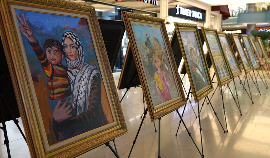 Konya Büyükşehir Belediyesi, Konya'daki Gazzeli çocukların resimlerinden sergi açtı